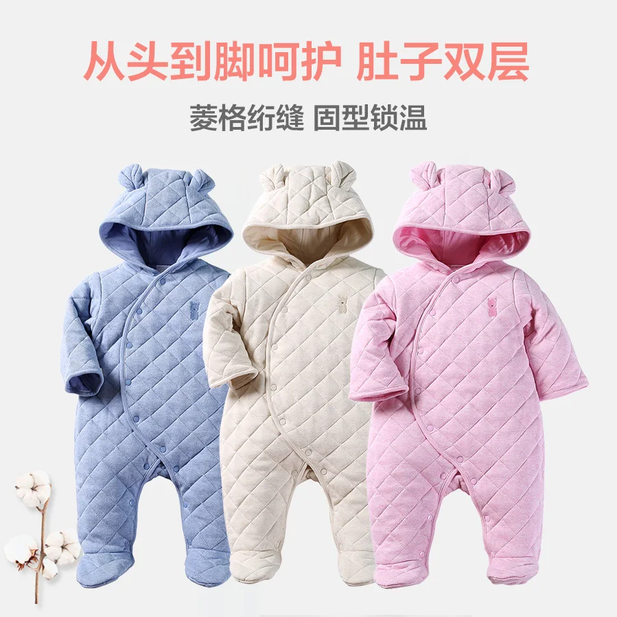 

Newborn Baby Winter Hoodie Clothes 100%cotton Infant Baby Girls Pink Climbing New Spring Outwear Rompers 0-18month Boy Jumpsuit