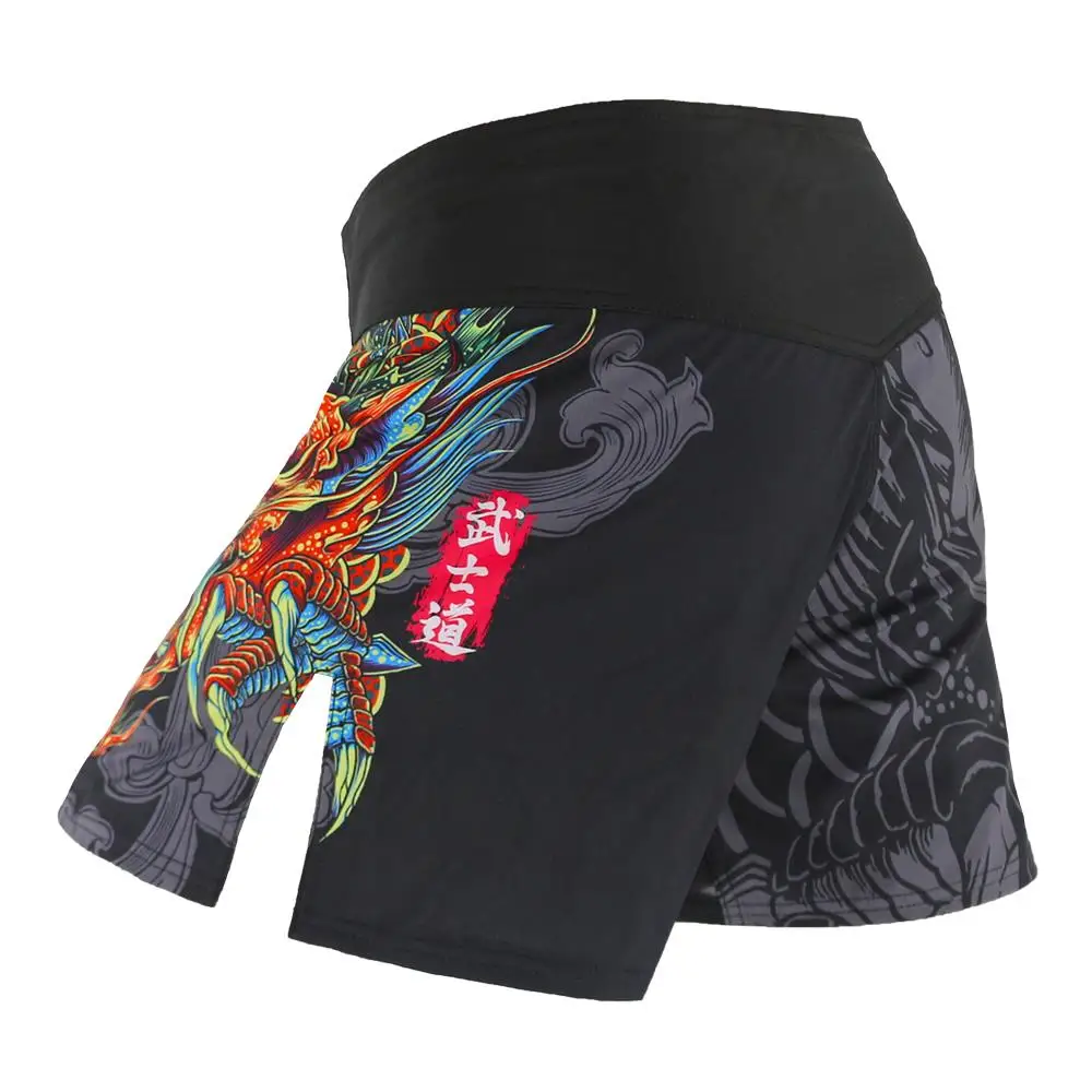 SUOTF Dragon Breathable Fighting MMA Shorts Grappling Sanda Muay Thai Clothing Kickboxing Fitness Short Tiger Muay Thai mma