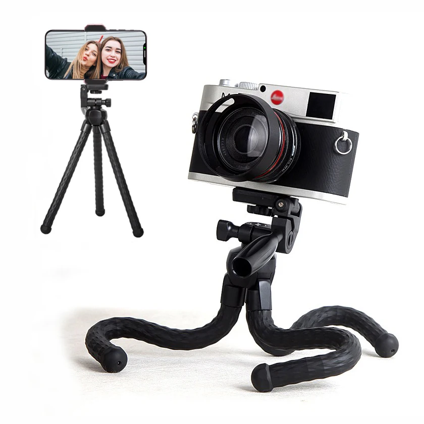 소니 A6700 A6300 A6500 A6600 A7R A7C A7CII A7S3 RX100M7 캐논 EOS M50 RP R50 R8 용 휴대용 유연한 문어 테이블 삼각대