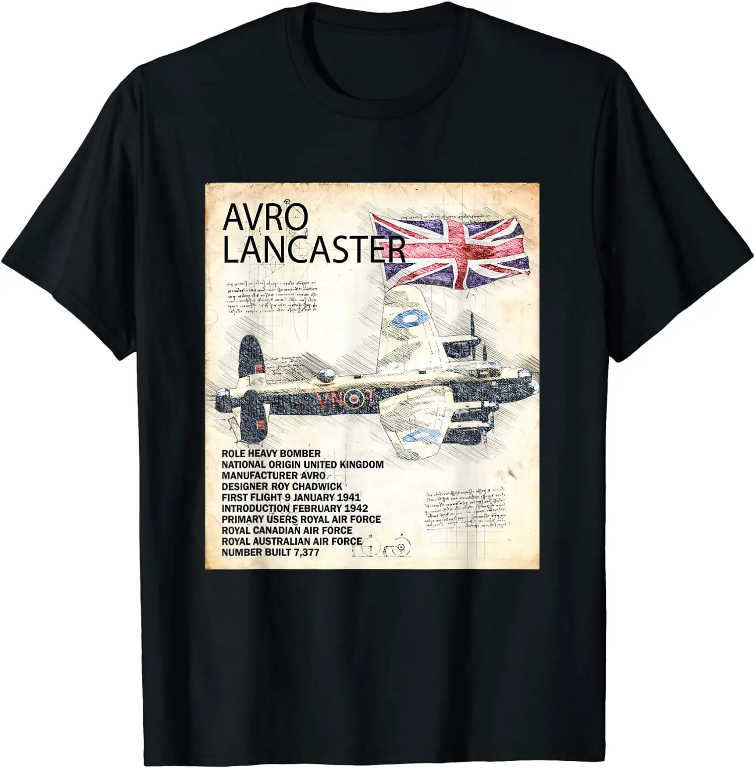 

Lancaster Bomber Airplane RAF Aircraft WW2 Plane Aeroplane Men T-Shirt Short Casual 100% Cotton Shirts