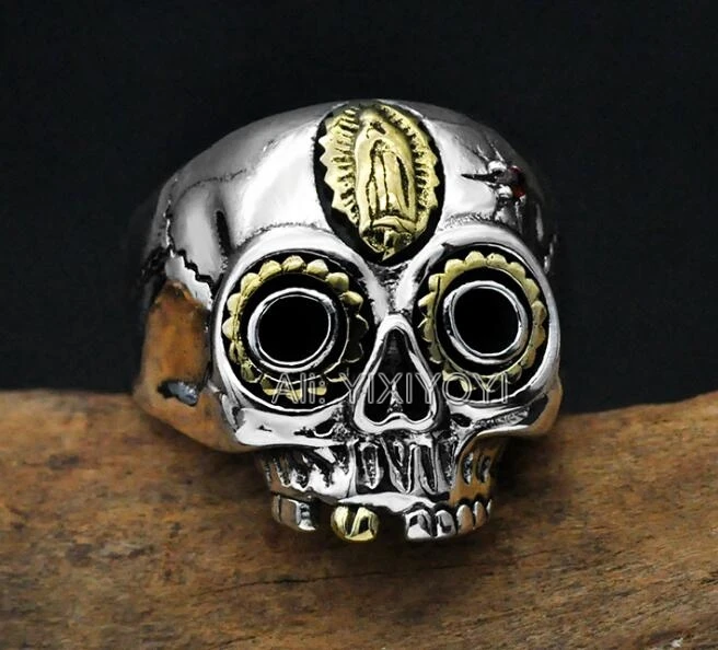 Unique 925 Sterling Silver Skeleton Vintage Skull Rings Open Resizable Demon Punk Hip-hop Skull Biker Ring Gift Men Jewelry