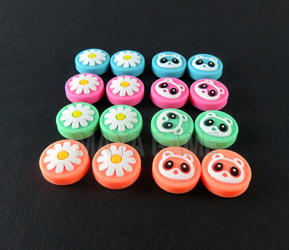 200pcs Soft Silicone Protective Skin Cover Shell Rubber Analog Thumstick Cap For NS Switch Lite Flower Bear Joystick Controller