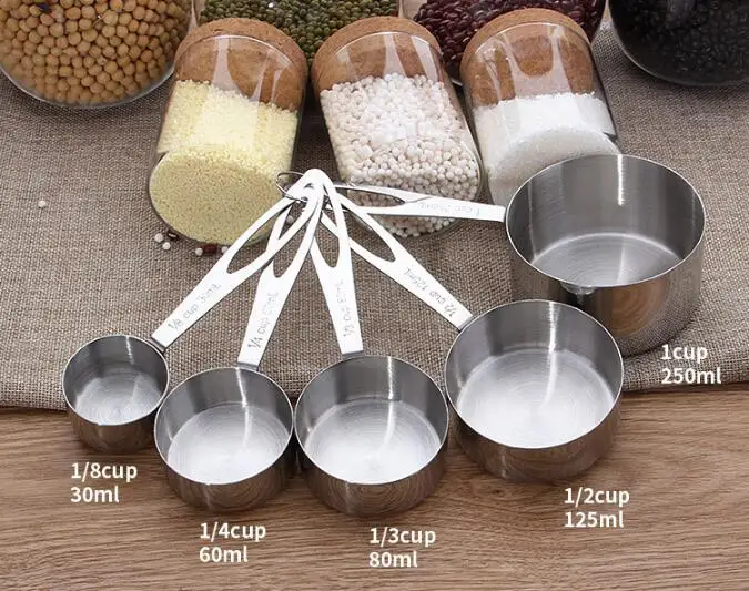 

Stainless Steel Measuring Cup Kitchen Measuring Spoon Scoop For Baking Tea Coffee Kichen Accessories Measuring Tool Set KX 277