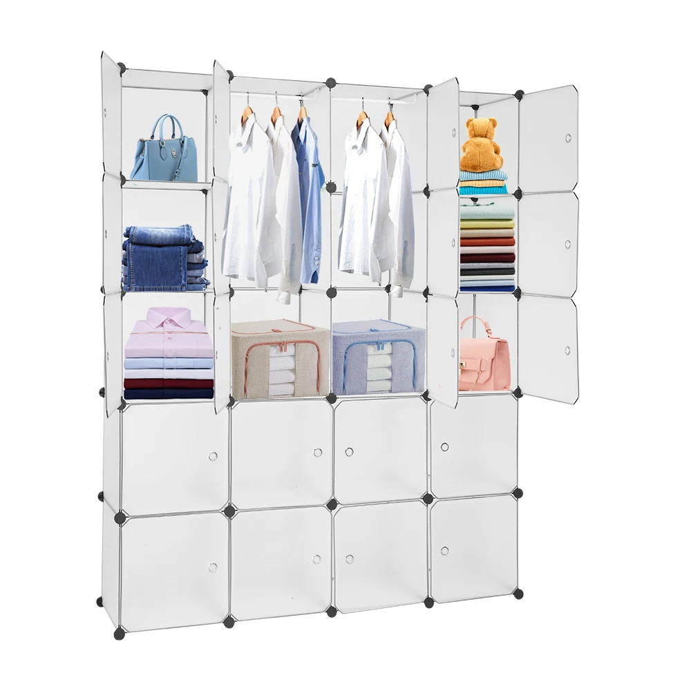 20 Storage Cube Organizer Plastic Cubby Shelving Drawer Unit Bookcase Closet System Cabinet Wardrobe for Clothes  Shoes Toys