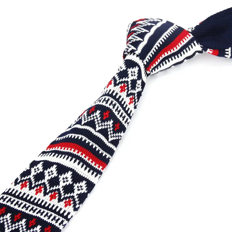 Men's Knit Skinny Tie For Man Casual Slim Necktie Red Navy Striped Weave Cravat Business Wedding Dress Neck Ties Accessories