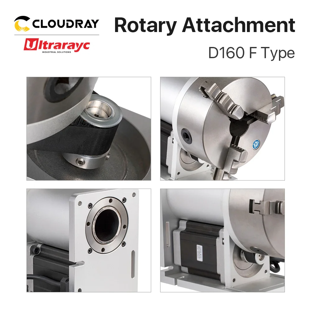 Ultrarayc acessório rotativo, dispositivo rotativo com Chuck para fibra, marcação a laser Co2, máquina de gravura, diâmetro máximo 160mm