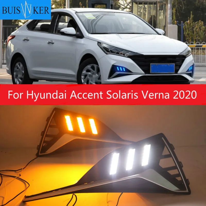 

LED DRL Daytime Running Light Fog Lamp 12V Car Running Lights For Hyundai Accent Solaris Verna 2020