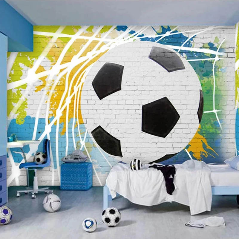 

Custom 3D Graffiti Brick Wall Football Poster Photo Kids Room Bedroom Living Room Decor Mural Wallpaper Papel De Parede Tapety