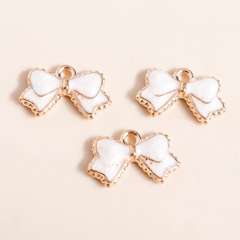 10 stücke 10*16mm Nette Emaille Bowknot Charms für Schmuck Machen Kawaii Bowtie Charms Ohrring Halskette Anhänger Diy machen Zubehör – Detail 5