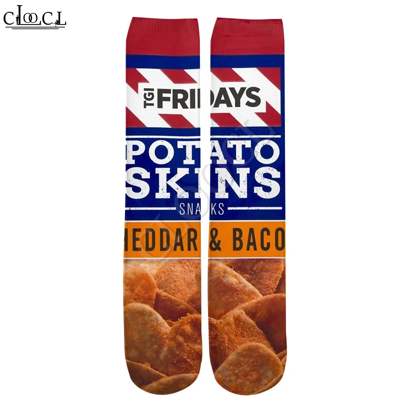 CLOOCL Drop Shipping 20212 New Fashion 3D Prints Fashion Socks Delicious Fried Potato Chips Men's Women's Casual Straight Socks