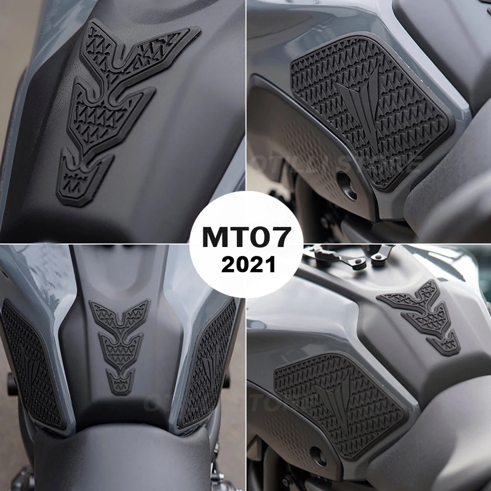 รถจักรยานยนต์สำหรับ Yamaha MT-07 MT07 2021 Tankpad Anti-Slip ถัง Pad สติกเกอร์ป้องกันด้านข้างแผ่น Traction Pad