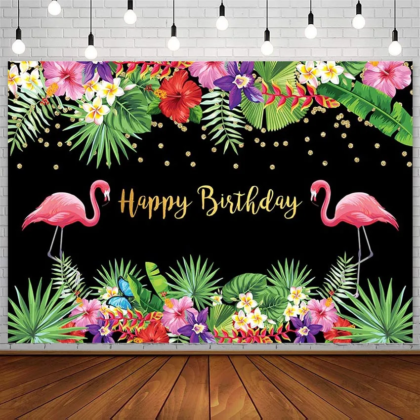Hạc Sinh Nhật Hậu Bãi Biển Mùa Hè Hawaii Kỳ Nghỉ Tùy Chỉnh Áp Phích Chụp Ảnh Nền Ảnh Phòng Thu Photocall Trang Trí