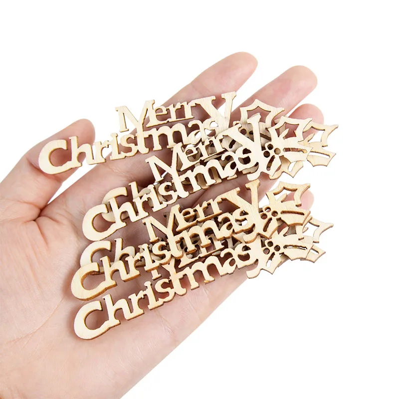 Letras de madera de Feliz Navidad para decoración del hogar, manualidades de madera para decoración navideña, regalo de fiesta de año nuevo, 10