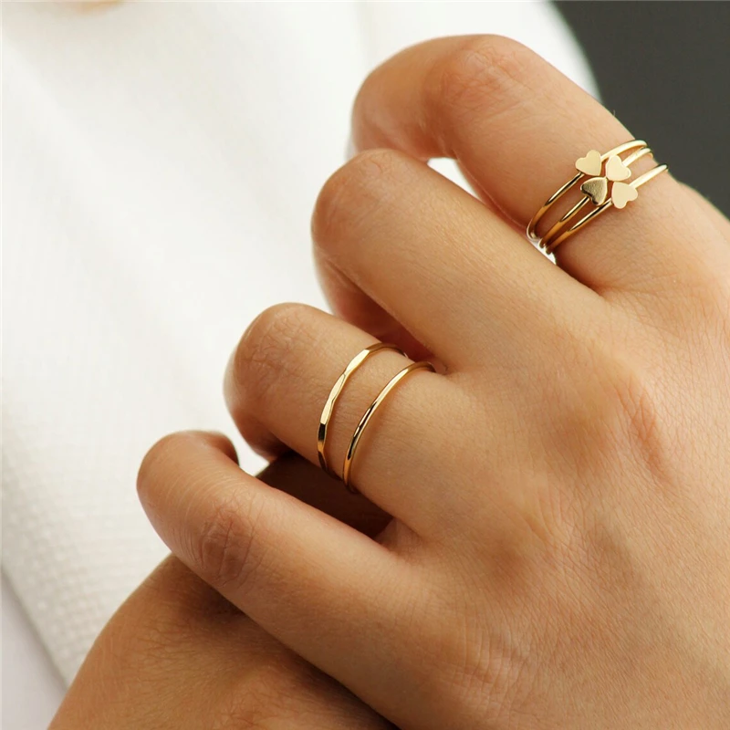 14K Gold Filled Hammered Stacking Ring Boho Minimalist Knuckle Ring Gold Jewelry Anillos Mujer Gold Rings for Women