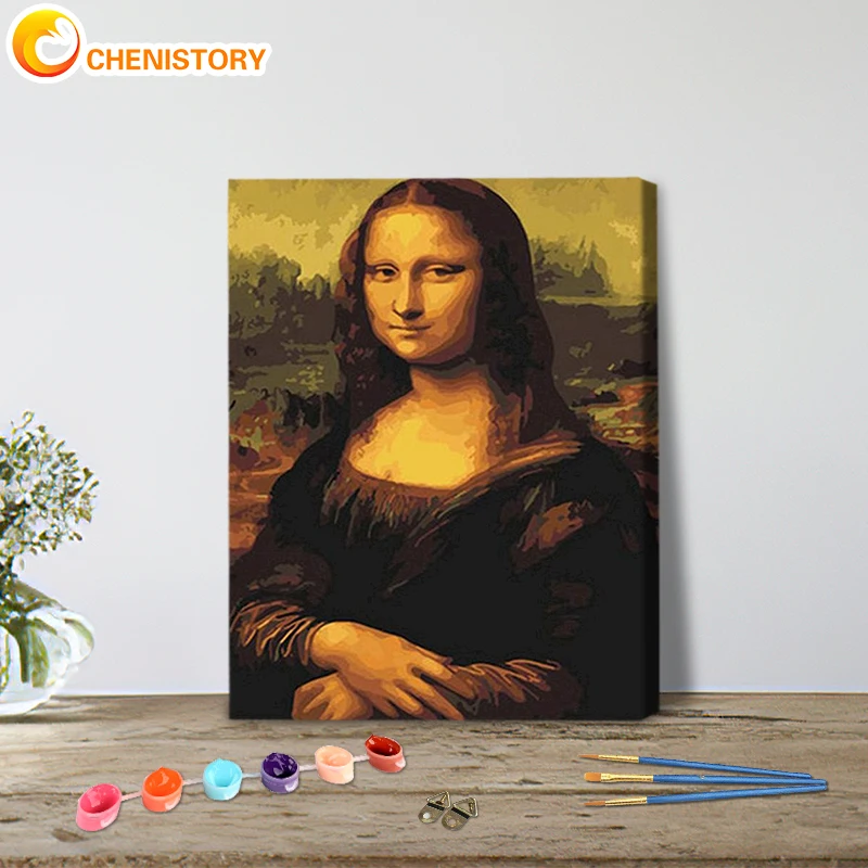 CHENISTORY Frame Paint By Number Mona Lisa Drawing On Canvas Handpainted Famous Painting Art Gift DIY Figure Kits Home Decor