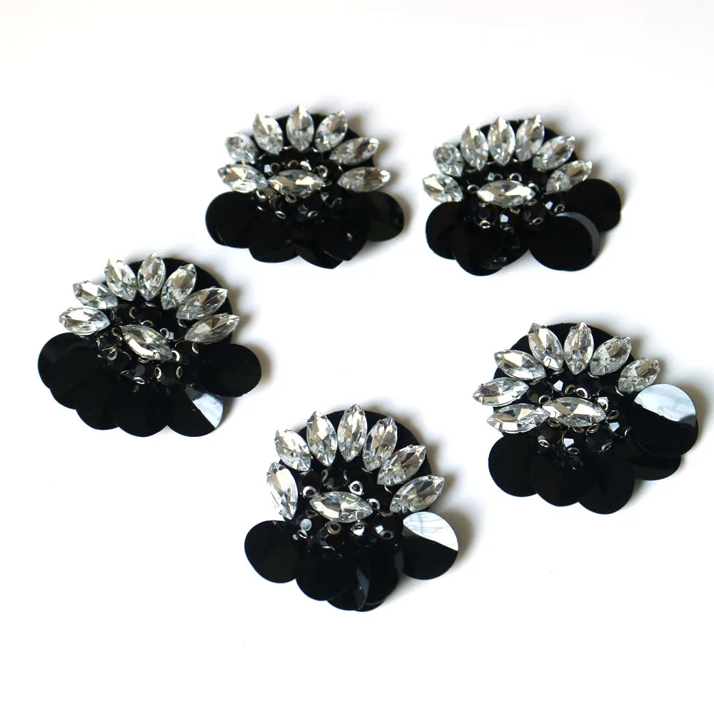 5 sztuk/partia naszywki kwiatowe na ubrania rhinestone naszywki z koralikami na odzież DIY przyszyć parches haftowane aplikacje