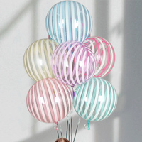 5pcs 18inch Pastel Balloons Clear Crystal Striped Bubble Balloons Pastel Rainbow Birthday Wedding Baby Shower Candy Bobo Balloon
