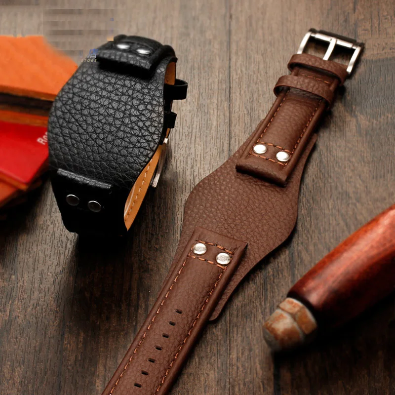 22mm Genuine Leather Watchband  strap With mat for fossil CH2891 CH3051 CH2564 CH2565 watch band handmade mens leather bracelet