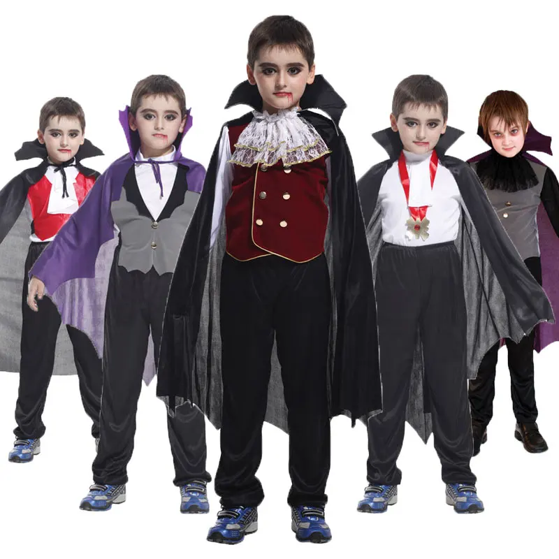 Umorden Carnival Party Halloween Kids Children Count Dracula Gothic Vampire Costume Fantasia Prince Vampire Cosplay for Boy Boys