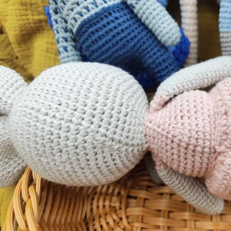 Handmade Rabbit Monkey Crochet Wool Doll Animal Stuffed Plush Toy Baby Soothing Baby Sleeping Plush Toy Gifts for Kids Birthday