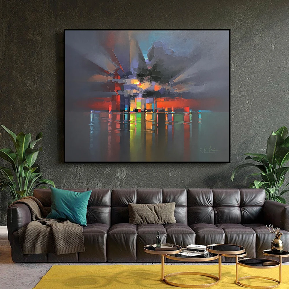 

Morden Abstract Landscape Oil Painting Nordic Canvas Poster Wall Art Hand Paint Colorful Oil Painting For Livingroom Home Decor