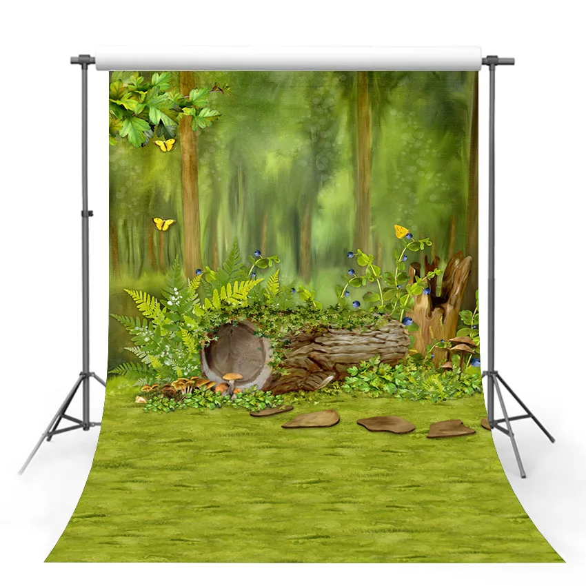 Mehofond Frühling Natürliche Landschaft Grün Gras Blumen Hintergrund Baby Geburtstag Porträt Kuchen Fotografie Hintergrund für Foto Studio