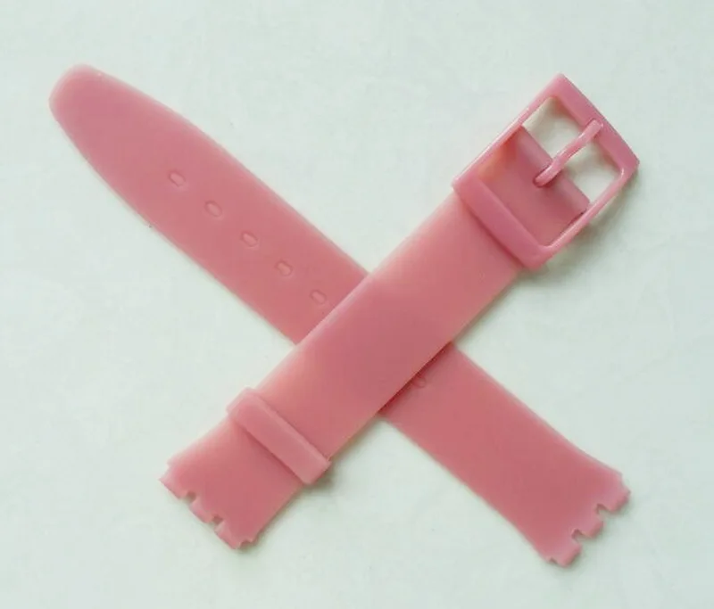 16mm Ultra thin skin rubber strap Watch accessories for Swatch strap buckle SWATCH silicone watch band Black White Pink