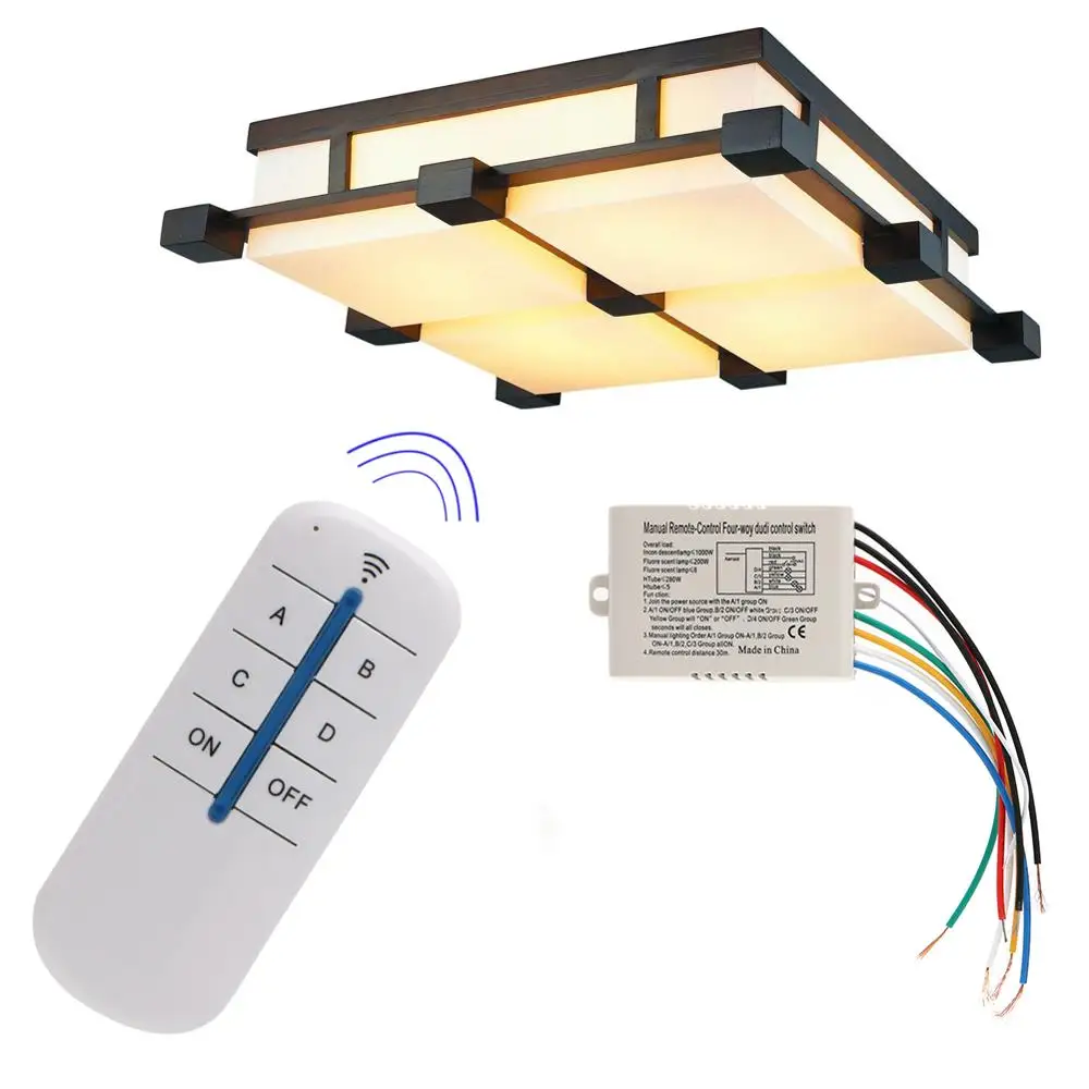 for Smart Light 4 Channel Wireless ON/OFF Lamp Remote Control Panel Switch Receiver Transmitter for Led Ceiling Lamps New