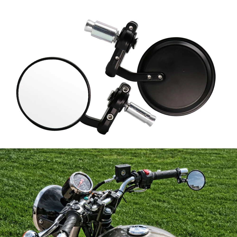 ZS MOTOS Universal 2pcs/Pair Motorcycle Rear View Mirrors Round 7/8\