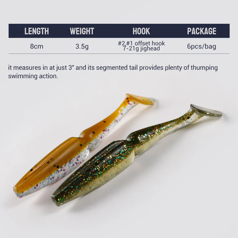 NOEBY Shad 8cm – Señuelo blando wobbler para lubina - imagen 2