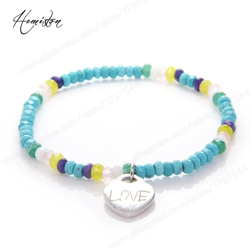 925 Sterling Silver , Thomas Colorful Small Bead Bracelet with Disc Charm, Glam Jewelry for Women