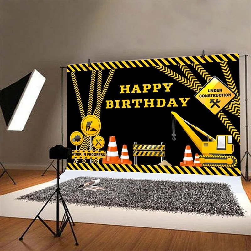Construction Dump Truck Backdrops Boys Birthday Party Photography Background Photographic Photo Studio Props Banner Decoration