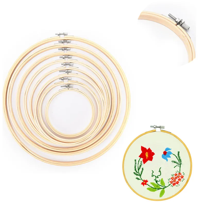 10-40cm Embroidery Hoops Frame Set Bamboo Wooden Embroidery Hoop Rings for DIY Cross Stitch Needle Craft Tools