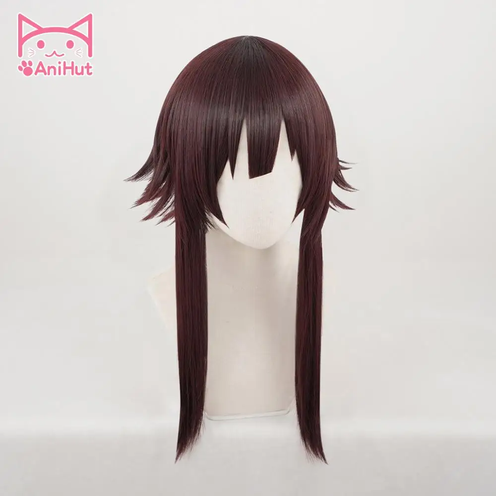 【AniHut】Megumin Cosplay Wig Anime Konosuba God\'s Blessing on this Wonderful World Synthetic Dark Red Hair  Cosplay Costumes Hair