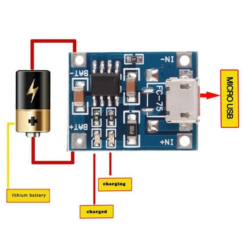 TP4056 | 18650 Lithium Batterij 3.7V 3.6V 4.2V Lithium 1A Overshoot Overdischarge Board En Bescherming Batterij Opladen c7C3