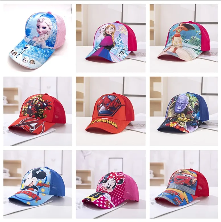 Disney Frozen Baseball Cap Spiderman Anna Elsa Mickey Minnie Mouse Anime Cartoon Hat kids Boy Girl Caps Adjustable