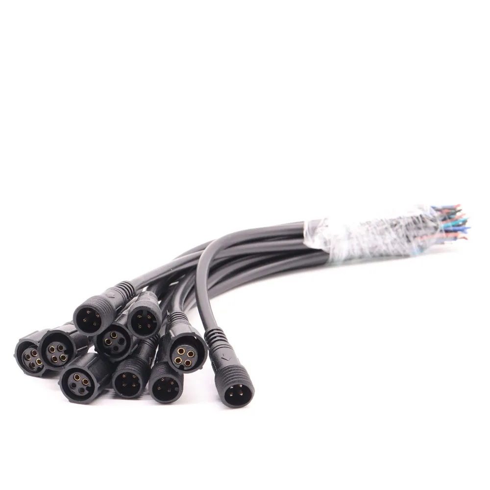 5~50Pairs Jack Male To Female 2Pin 3Pin 4Pin 5Pin LED Connector Waterproof IP68 BLACK Cable For LED Strips Light