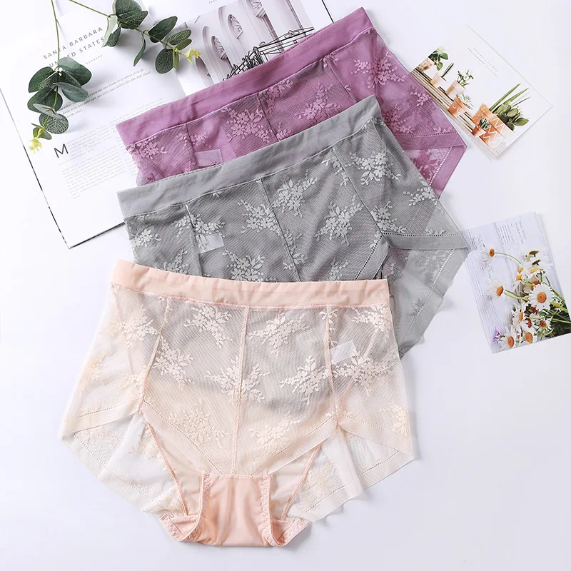 72 Hot Sale 5XL Women\'s Seamless Panties Plus Size Mesh Transparent Thin Underwear Elastic High Waist Panties Female