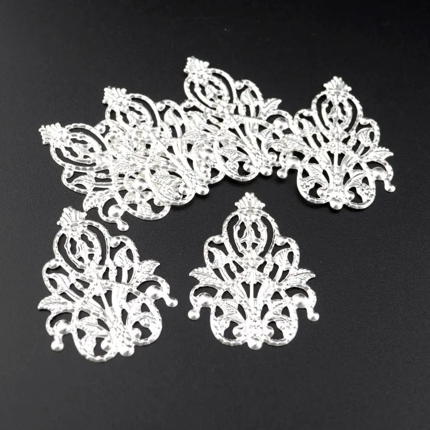 Free shipping 30Pcs Filigree Wraps Flower Connectors Metal Crafts Gift Decoration DIY Findings 26x35mm