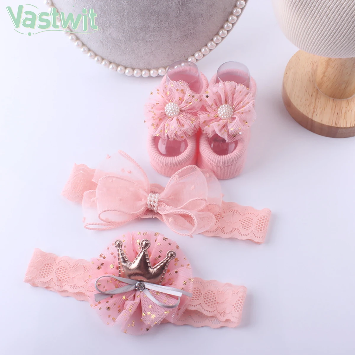 

3 Pcs/Set Cute Baby Girl Headband Socks Flower Bows Newborn Turban Elastic Headbands Hairband For Girls Baby Hair Accessories