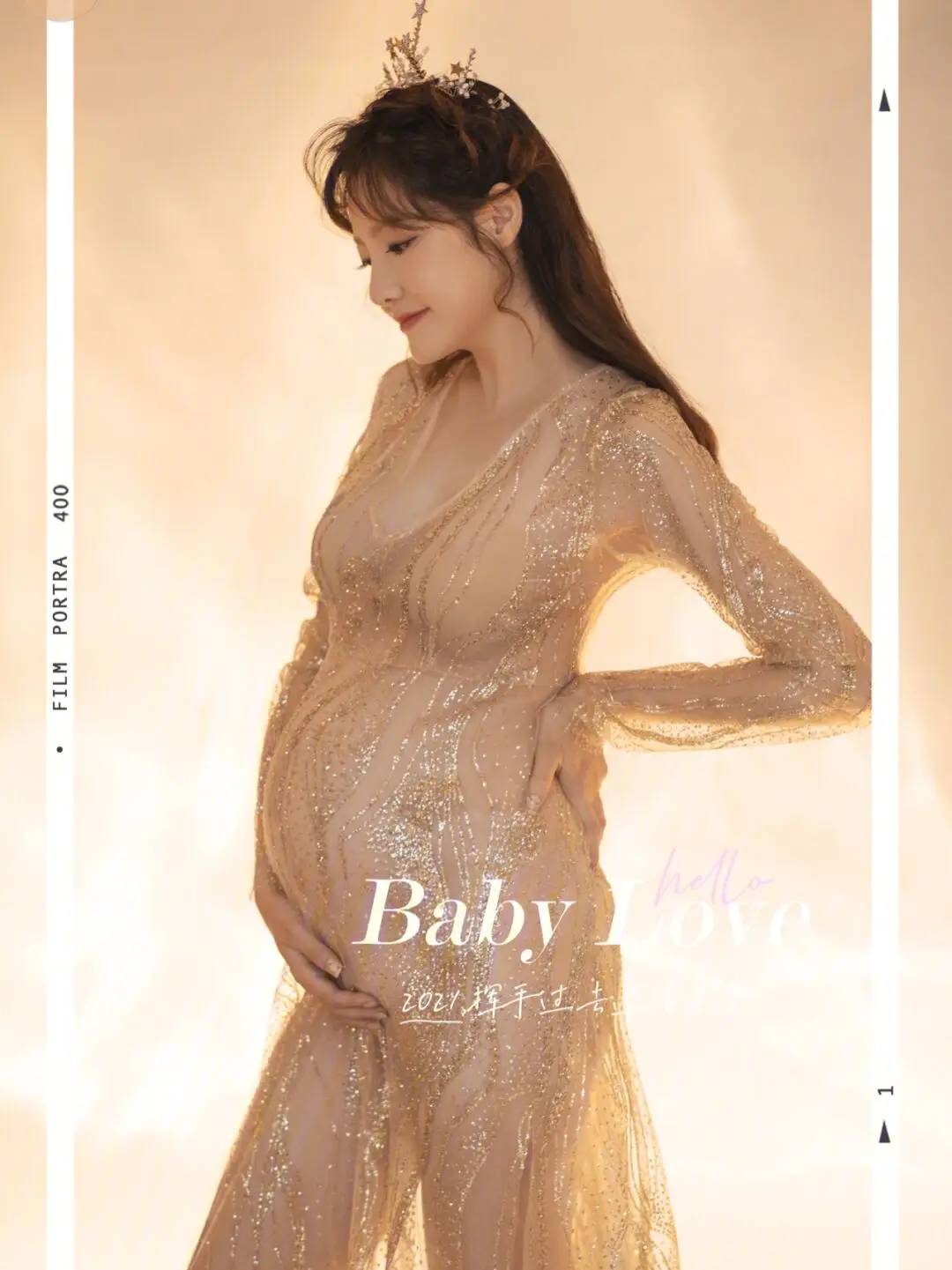 New Gold Sexy Maternity Photography Dresses Tulle Perspective Pregnancy Maxi Gown For Baby Shower Pregnant Women Photoshoot Prop