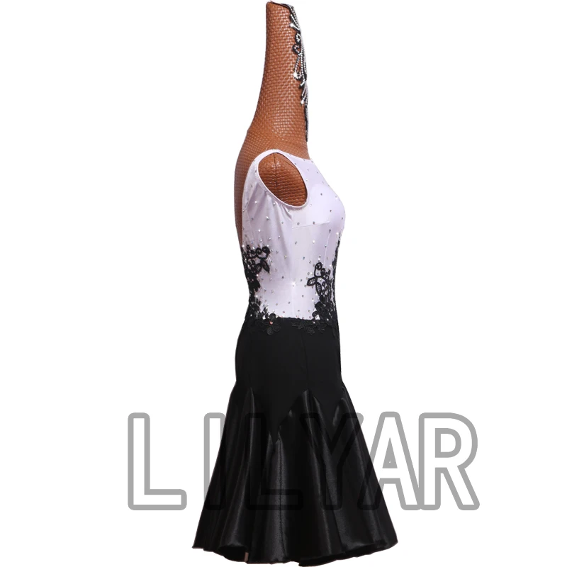 Latin Dance Kleid Latin Rock Wettbewerb Kleid Kostüme Darstellende Kleid Praxis Rock Anpassen Erwachsene Kinder Dame Bestickten 1