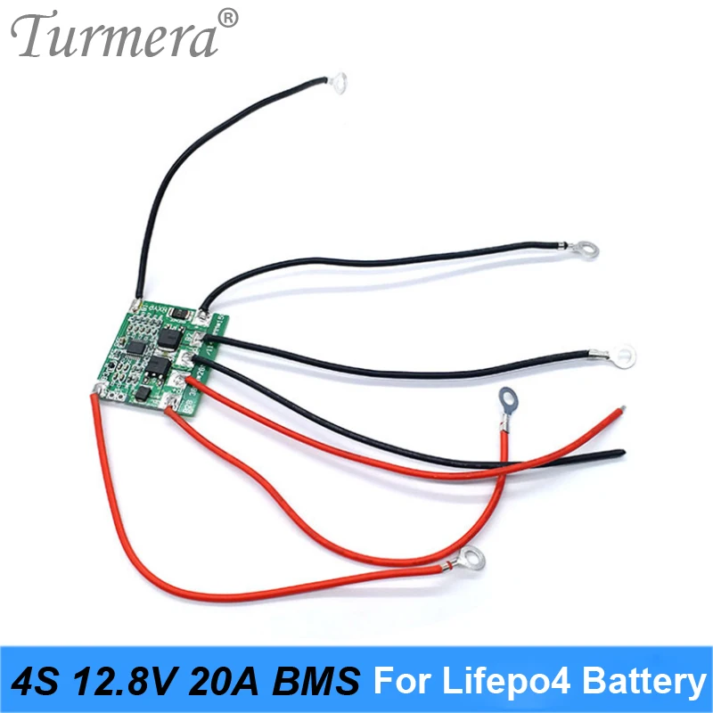 Turmera 4S 20A 12.8V 14.4V 32650 32700 Lifepo4 Battery Balanced BMS for Electric Boat Uninterrupted Power Supply 12V Car Battery