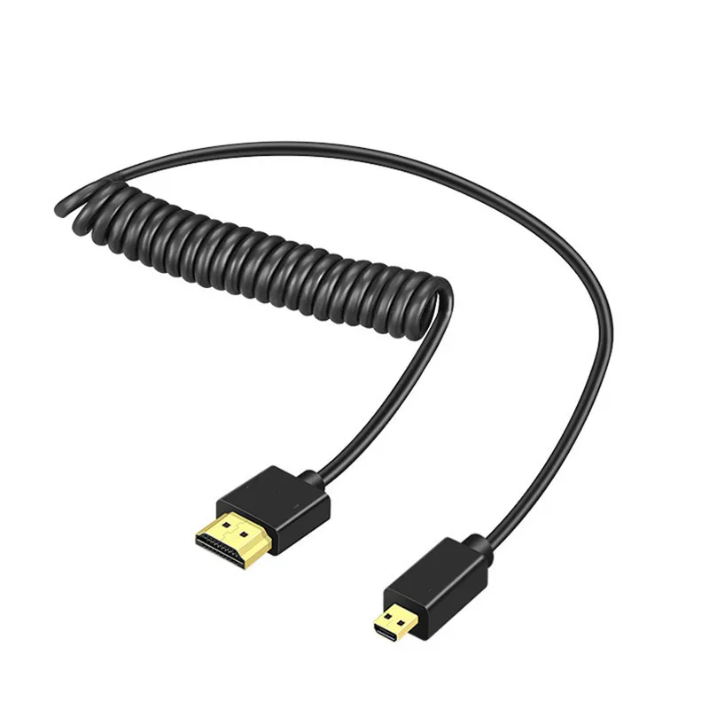 Super Soft Micro Mini HD cable male to male HDTV 2.0V Thin 4k hd Light-weight Portable SLR camera Telescopic spring cable