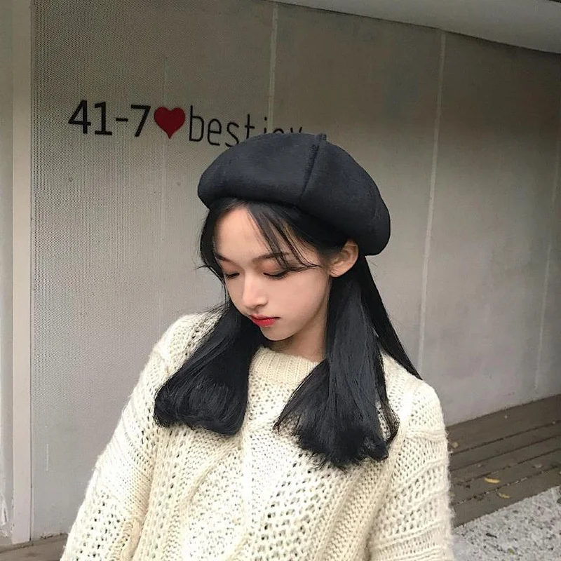 Berets Women Ins Kawaii Solid Simple All-match Young Japanese Style Street Wear Cozy Prevalent Caps Girlish Casual Winter Warm