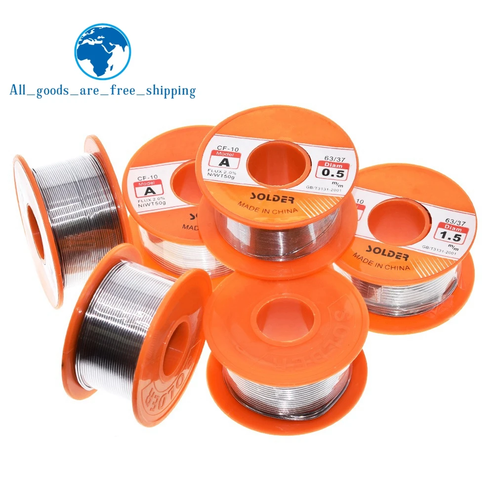 TZT 0.6/0.8/1/1.2/1.5MM 63/37 FLUX 2.0% 45FT Lead-Wire-Melt-Rosin-Core Solder Soldering-Wire Roll For diy