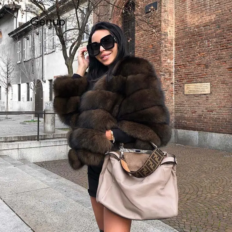 Women Warm Faux Fox Fur Coat Short Winter Fur Jacket Outerwear Blue Fake Fox Fur Coats for Women 2020 New Arrival Hot Promotion