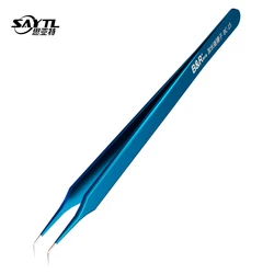 SAYTL Ultra sharp thin Tweezers Flying Line Blue Stainless Steel curve Hardened Industry Tweezers Mobile Phone Repair Hand Tools