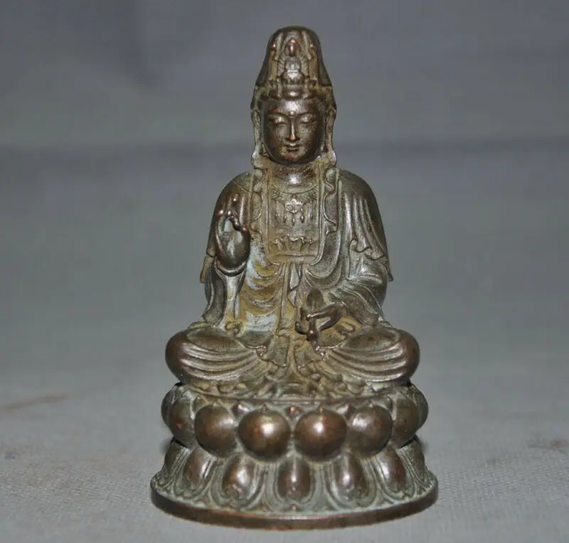 

Old China Chinese Buddhism Bronze Guan yin Kwan-yin Bodhisattva Goddess Statue