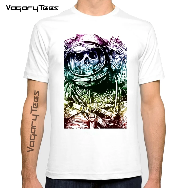 Vagarytees The sad skull of an Astronaut skull punk t shirt men summer new white casual homme short cool geek tshirt unisex gift